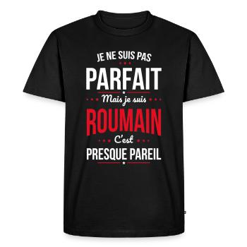 Je ne suis pas parfait mais je suis Roumain - T-shirt Premium bio Homme - noir - Devant - Nico (187cm)