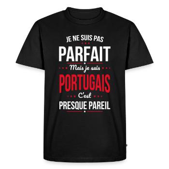 Je ne suis pas parfait mais je suis Portugais - T-shirt Premium bio Homme - noir - Devant - Nico (187cm)