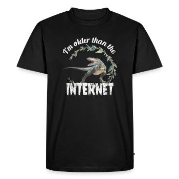 Je suis plus vieux qu’Internet + Dinosaure rétro - T-shirt Premium bio Homme - noir - Devant - Nico (187cm)