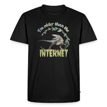 Je suis plus vieux qu’Internet + Dinosaure rétro - T-shirt Premium bio Homme - noir - Devant - Nico (187cm)