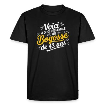 Bogosse de 43 Ans - T-shirt Premium bio Homme - noir - Devant - Nico (187cm)