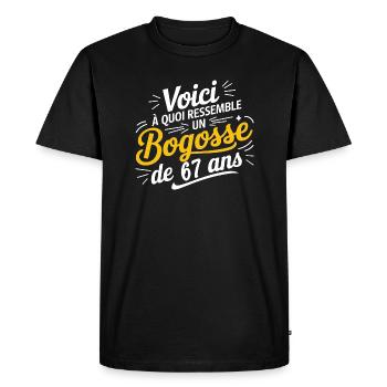 Bogosse de 67 Ans - T-shirt Premium bio Homme - noir - Devant - Nico (187cm)