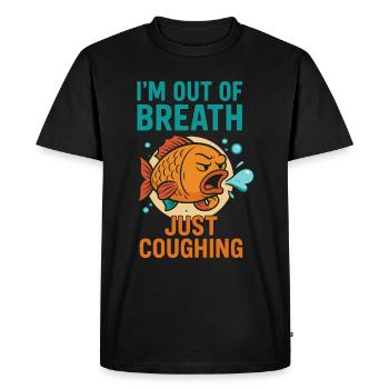 Funny Coughing Fish Cartoon - Men's Premium Organic T-Shirt - black - Front - Nico (187cm)