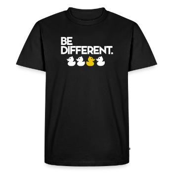 Être différent Canard jaune Squeak - T-shirt Premium bio Homme - noir - Devant - Nico (187cm)
