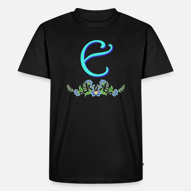 blaue blume e - Männer Premium Bio T-Shirt - Schwarz