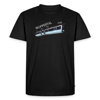 Schwebebahn Wuppertal (Schriftzug) - Männer Premium Bio T-Shirt - Schwarz - Vorne - Nico (187cm)