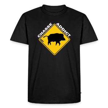 OBV - Chasse Addict - Boar profile - Men's Premium Organic T-Shirt - black - Front - Nico (187cm)