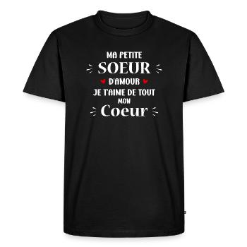 Ma petite sœur d'amour je t'aime - T-shirt Premium bio Homme - noir - Devant - Nico (187cm)
