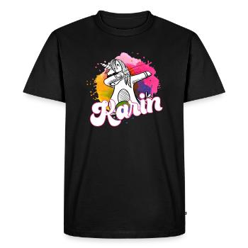 KARIN - Beautiful name with dabbing unicorn - Men's Premium Organic T-Shirt - black - Front - Nico (187cm)