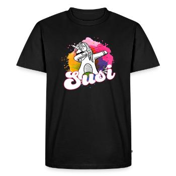SUSI - Schöner Name mit dabbing Einhorn - Männer Premium Bio T-Shirt - Schwarz - Vorne - Nico (187cm)