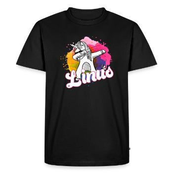 LINUS - Beau nom de garçon avec licorne cool - T-shirt Premium bio Homme - noir - Devant - Nico (187cm)