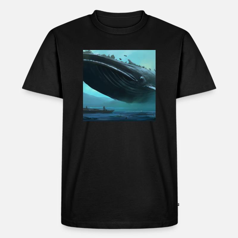 Wal schwebt am Himmel - Männer Premium Bio T-Shirt - Schwarz