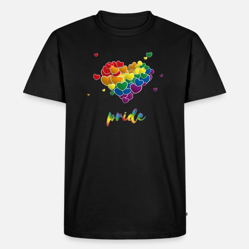 Rainbow Hearts Splash Pride - Männer Premium Bio T-Shirt - Schwarz