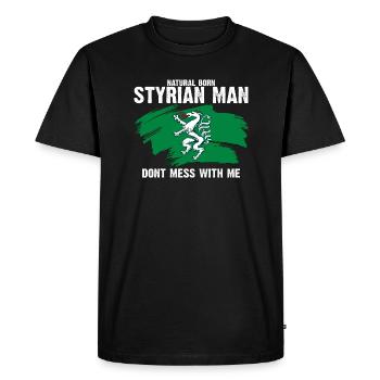 natural born styrian man - born in Styria - Men's Premium Organic T-Shirt - black - Front - Nico (187cm)