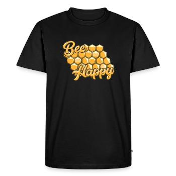 Bee Happy - Men's Premium Organic T-Shirt - black - Front - Nico (187cm)