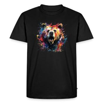 Grizzli aux couleurs vives. Conception de l’ours - T-shirt Premium bio Homme - noir - Devant - Nico (187cm)