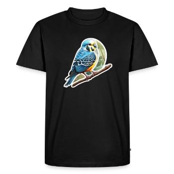 Budgie blue - Men's Premium Organic T-Shirt - black - Front - Nico (187cm)