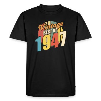 Vintage 1947 meilleur de 1947 - annif 77 ans - T-shirt Premium bio Homme - noir - Devant - Nico (187cm)