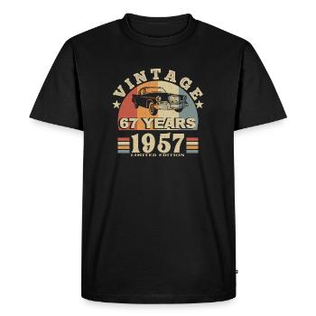 vintage 1957 né en 1957 67 ans anniversaire - T-shirt Premium bio Homme - noir - Devant - Nico (187cm)