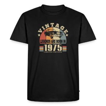 Vintage 1975 Legend Born - Men's Premium Organic T-Shirt - black - Front - Nico (187cm)