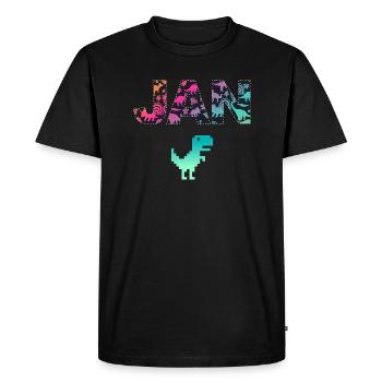 JAN - Beautiful boy name with dinosaur - Men's Premium Organic T-Shirt - black - Front - Nico (187cm)