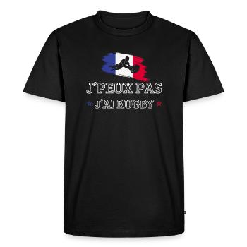 j'peux pas j'ai rugby - T-shirt Premium bio Homme - noir - Devant - Nico (187cm)