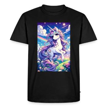 Licorne japonaise au pays des contes de fées. - T-shirt Premium bio Homme - noir - Devant - Nico (187cm)