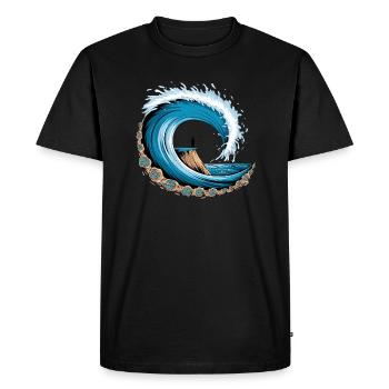 Vague océanique paisible avec vibrations de surf - T-shirt Premium bio Homme - noir - Devant - Nico (187cm)