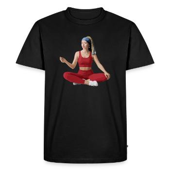 La fille à la perle yoga - T-shirt Premium bio Homme - noir - Devant - Nico (187cm)
