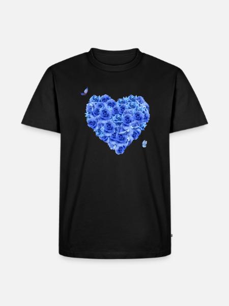 Blue floral heart - Men's Premium Organic T-Shirt - black