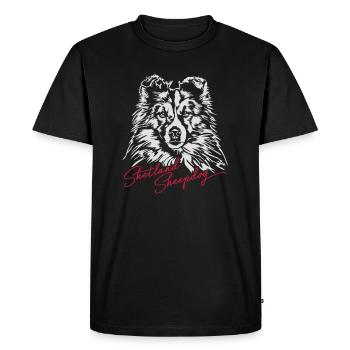 SHETLAND SHEEPDOG Wilsigns dog portrait Sheltie - Men's Premium Organic T-Shirt - black - Front - Nico (187cm)