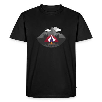Bushcraft Clouds Mountain Wood Fire Sun Gift - Men's Premium Organic T-Shirt - black - Front - Nico (187cm)