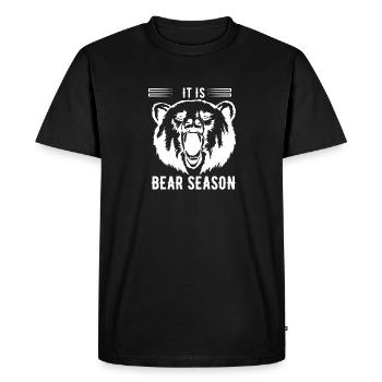 it is Bear season white - Men's Premium Organic T-Shirt - black - Front - Nico (187cm)