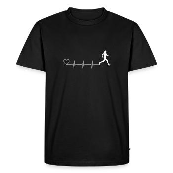 Heartbeat Girl Running - Men's Premium Organic T-Shirt - black - Front - Nico (187cm)