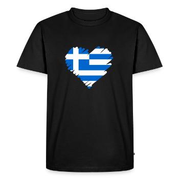 Greece heart love - Men's Premium Organic T-Shirt - black - Front - Nico (187cm)