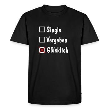 Célibataire, Pardonné, Heureux - T-shirt Premium bio Homme - noir - Devant - Nico (187cm)