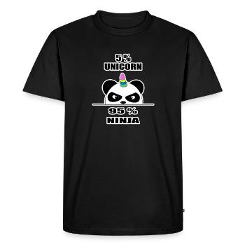 Panda Ninja, chemise de licorne, animal drôle, cool - T-shirt Premium bio Homme - noir - Devant - Nico (187cm)