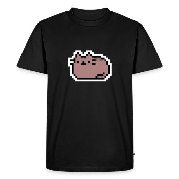 Chaton - Chat - CAT - Pixel - Pixelart - T-shirt Premium bio Homme - noir - Devant - Nico (187cm)