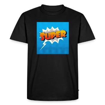 Super Comic Lettering Icon - Men's Premium Organic T-Shirt - black - Front - Nico (187cm)