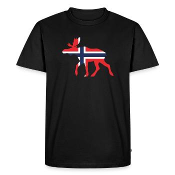Moose Norway flag - Men's Premium Organic T-Shirt - black - Front - Nico (187cm)
