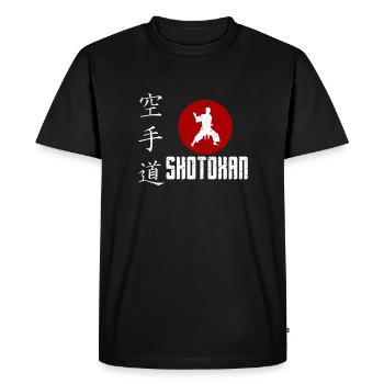Karatéka avec kanji et soleil levant - T-shirt Premium bio Homme - noir - Devant - Nico (187cm)