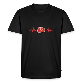 Viande Grill saison Pulse battement de coeur cadeau - T-shirt Premium bio Homme - noir - Devant - Nico (187cm)