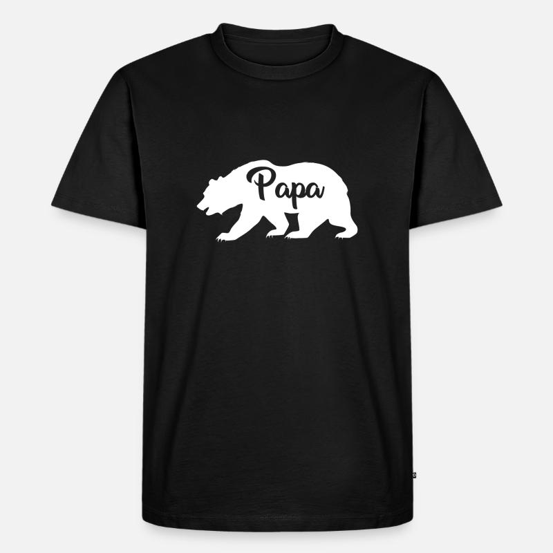 Papa Baer Vaterschaft Geschenk - Männer Premium Bio T-Shirt - Schwarz