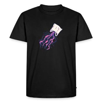 La méduse en plastique - T-shirt Premium bio Homme - noir - Devant - Nico (187cm)