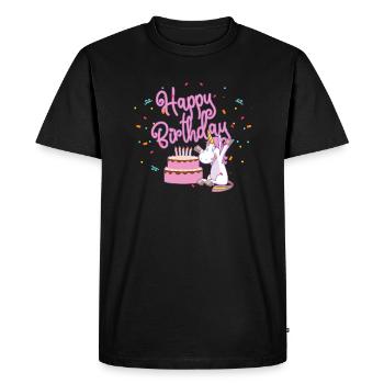 Birthday party with a unicorn and cake - Men's Premium Organic T-Shirt - black - Front - Nico (187cm)
