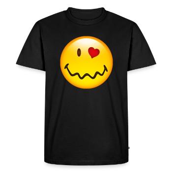 Smiley in Love - Men's Premium Organic T-Shirt - black - Front - Nico (187cm)