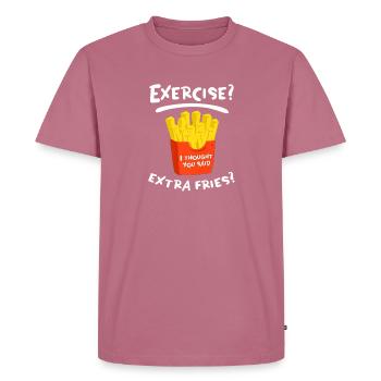 Exercise? Extra frieze? UNISEX FOOD - Men's Premium Organic T-Shirt - mauve - Front - Nico (187cm)