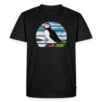 Illustration de conception d'oiseau macareux moine peint - T-shirt Premium bio Homme - noir - Devant - Nico (187cm)
