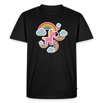 Rainbow unicorn - Men's Premium Organic T-Shirt - black - Front - Nico (187cm)
