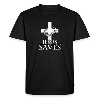 jésus sauve jesus sauve croix bible dieu - T-shirt Premium bio Homme - noir - Devant - Nico (187cm)